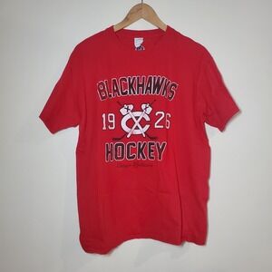 Chicago Blackhawks Unisex Size Large Red T-Shirt Short Sleeve NHL 100% cotton